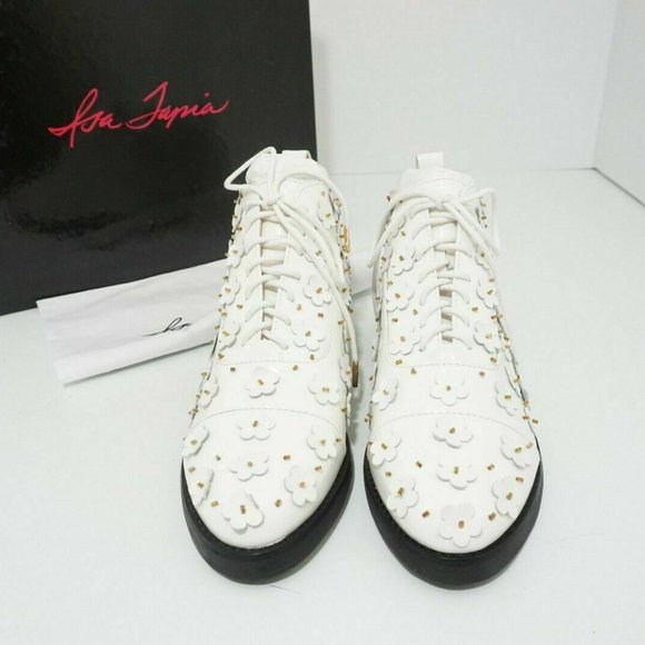 Isa Tapia Winston Floral Combat Ankle Boot Lace up - Picture 9 of 12